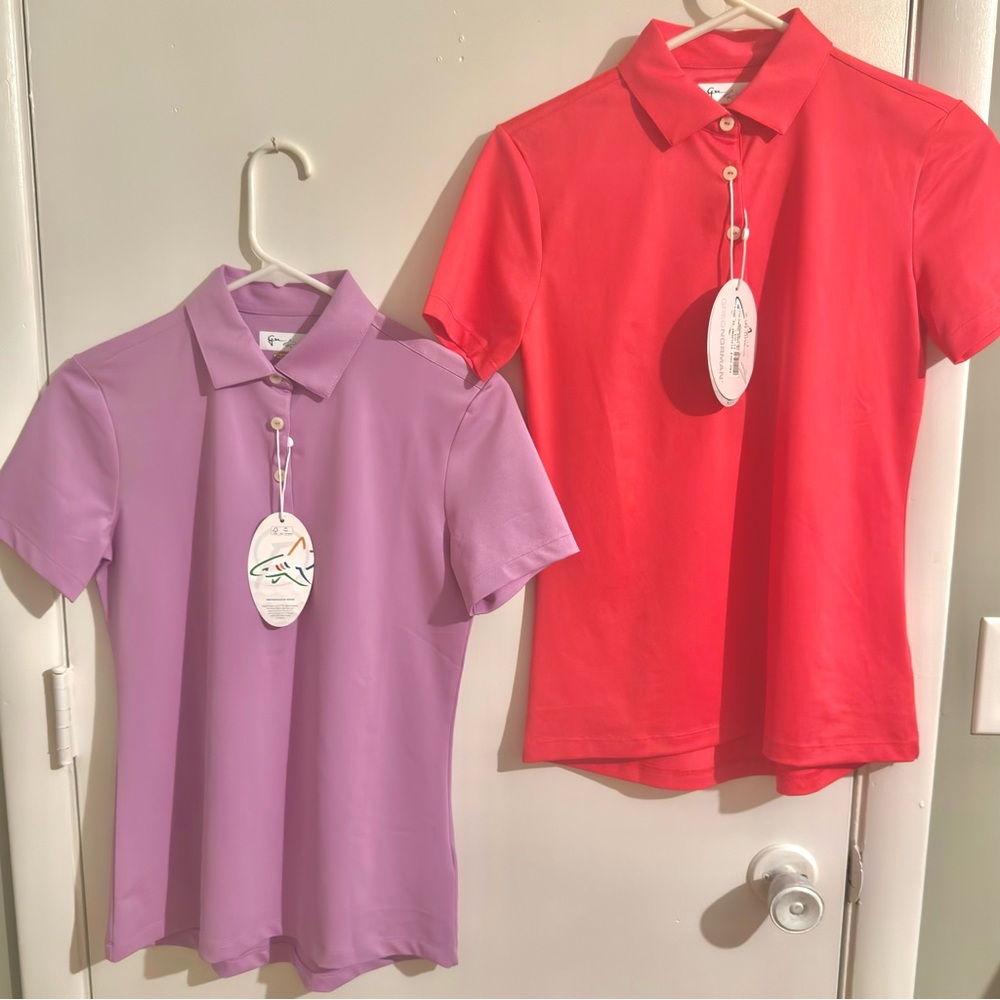 NWT Greg Norman Freedom Performance Polo Purple and Pink (Poppy)Color XS